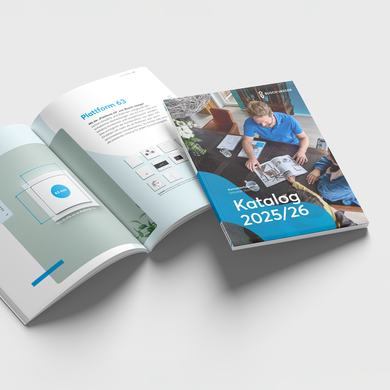 Katalog auf Tischplatte von Busch Jaeger 2025
